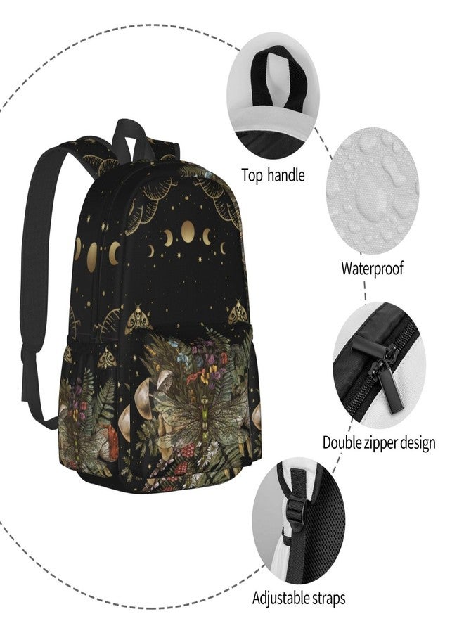 MOLIAN Dragonfly Of Crescent Moon Forest Witchcraft Stylish Backpack With Adjustable Padded Shoulder Straps Daypacks For Girls College Travel - Image 5