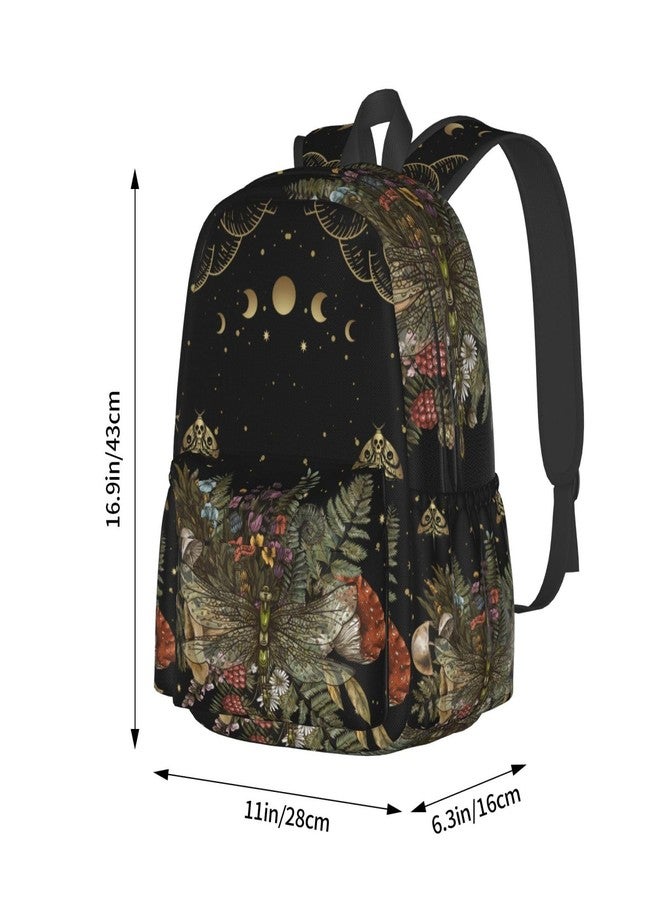 MOLIAN Dragonfly Of Crescent Moon Forest Witchcraft Stylish Backpack With Adjustable Padded Shoulder Straps Daypacks For Girls College Travel - Image 2