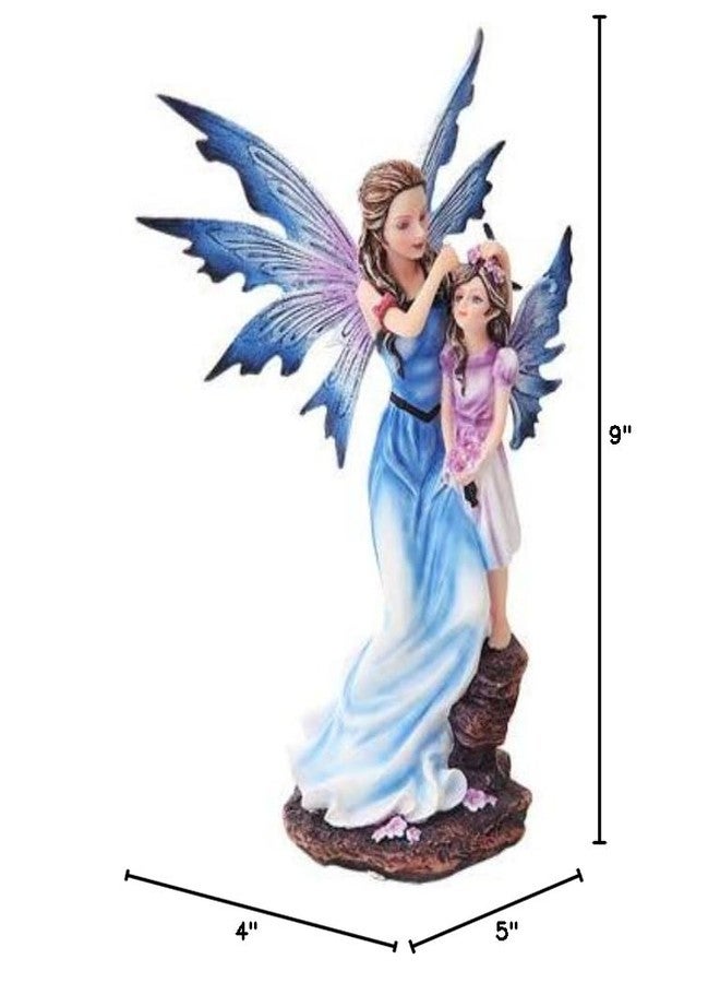 PTC 9 Inch Mother and Young Girl Blue Winged Fairy Statue Figurine - Image 2
