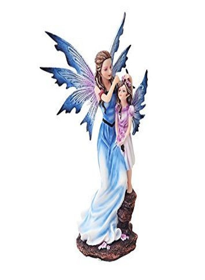 PTC 9 Inch Mother and Young Girl Blue Winged Fairy Statue Figurine - Image 1