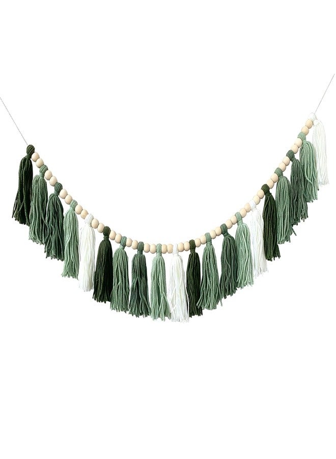 XYDEG Green Classroom Decor Tassel Garland, Boho Wall Decor for Classroom Bulletin Board Decorations,Teacher Must Be Have, Nursery Tassel Banner, Kids Room, Baby Shower, Summer Party - Image 1