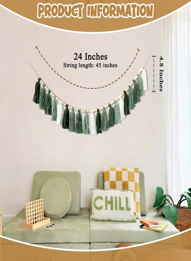 XYDEG Green Classroom Decor Tassel Garland, Boho Wall Decor for Classroom Bulletin Board Decorations,Teacher Must Be Have, Nursery Tassel Banner, Kids Room, Baby Shower, Summer Party - Image 5