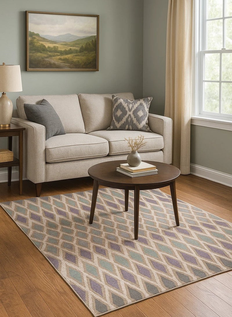 لوفت سانفورد، سجادات غرفة المعيشة على الطراز الحديث، سجادات أرضية ناعمة، سجاد، وسائد أريكة غير قابلة للانزلاق، سجادات غرفة المعيشة القابلة للغسل، مقاس 120 × 170 سم، متعدد الألوان - 5570-NQ2-N - Image 1