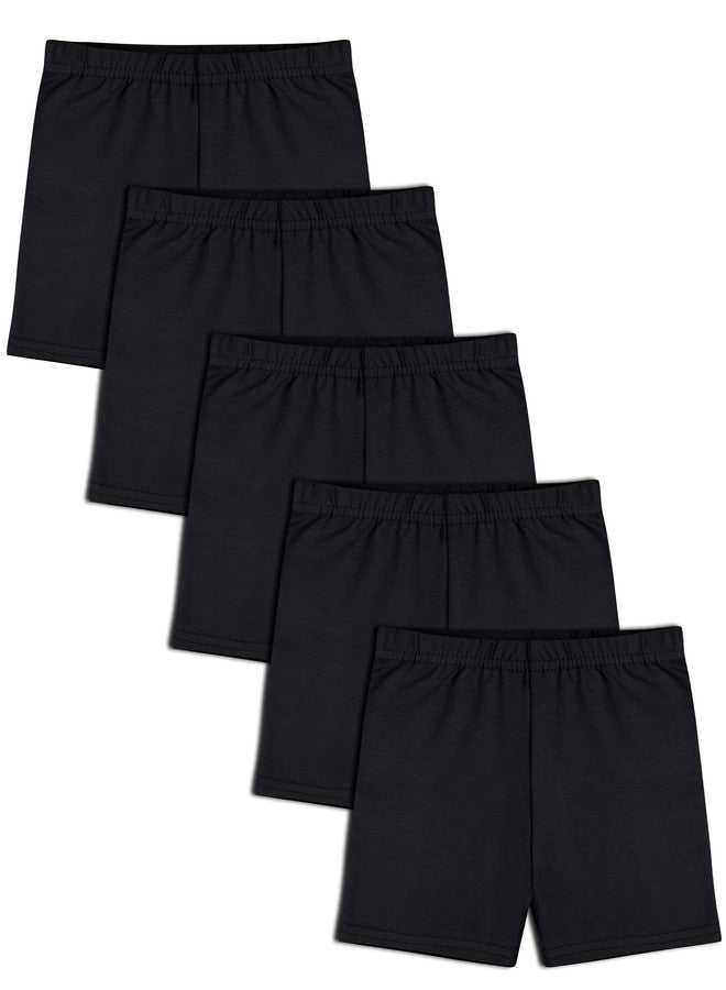 FEQO 5 Pack Toddler Girls Bike Shorts Cotton Girls Cartwheel Shorts Under Dress Dance Shorts for Baby Girls Black,3T - Image 1