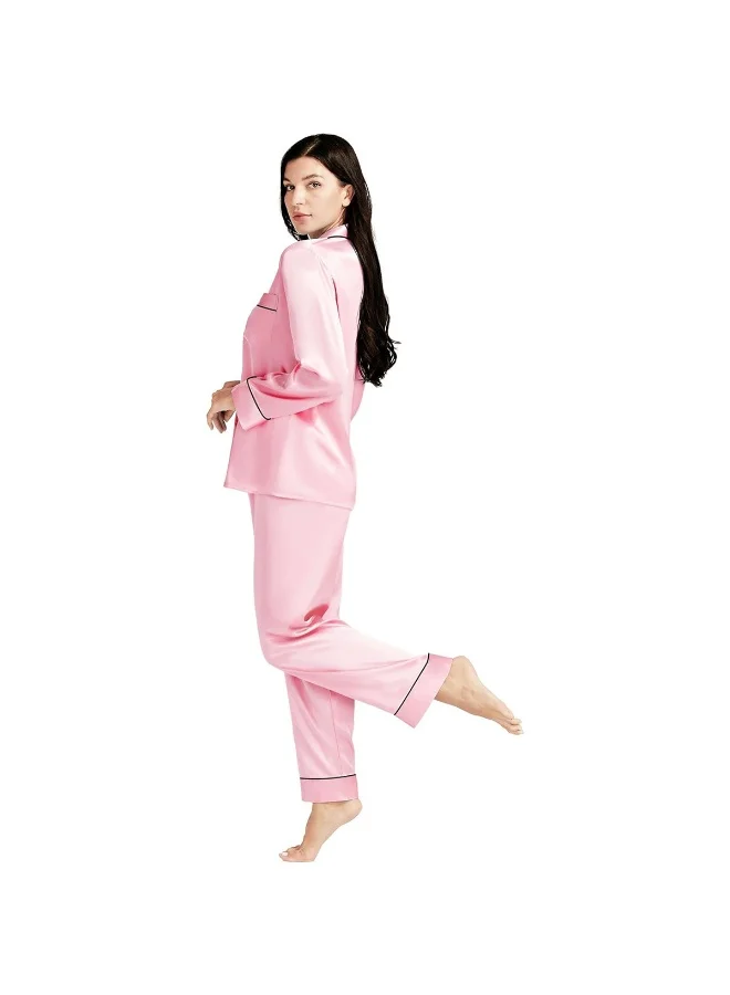 Caprisious Elegant Women’s Satin Pajama Set – Long Sleeve Top & Full-Length Pants Sleepwear