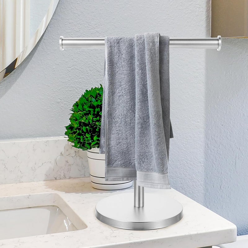 FUOYLOO Countertop Standing Towel Rack Stainless Steel Hand Towel Holder Brushed Finish Bathroom Storage Stand for Kitchen and Bath - Image 5