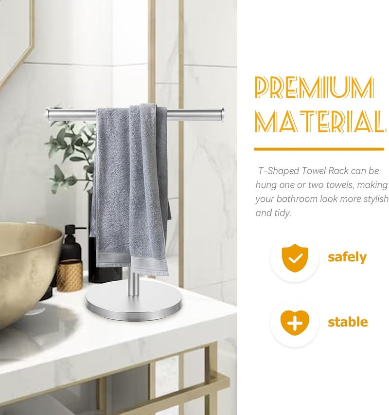 FUOYLOO Countertop Standing Towel Rack Stainless Steel Hand Towel Holder Brushed Finish Bathroom Storage Stand for Kitchen and Bath - Image 3