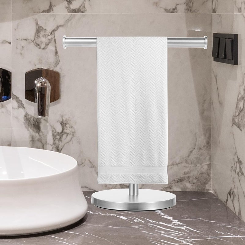 FUOYLOO Countertop Standing Towel Rack Stainless Steel Hand Towel Holder Brushed Finish Bathroom Storage Stand for Kitchen and Bath - Image 4