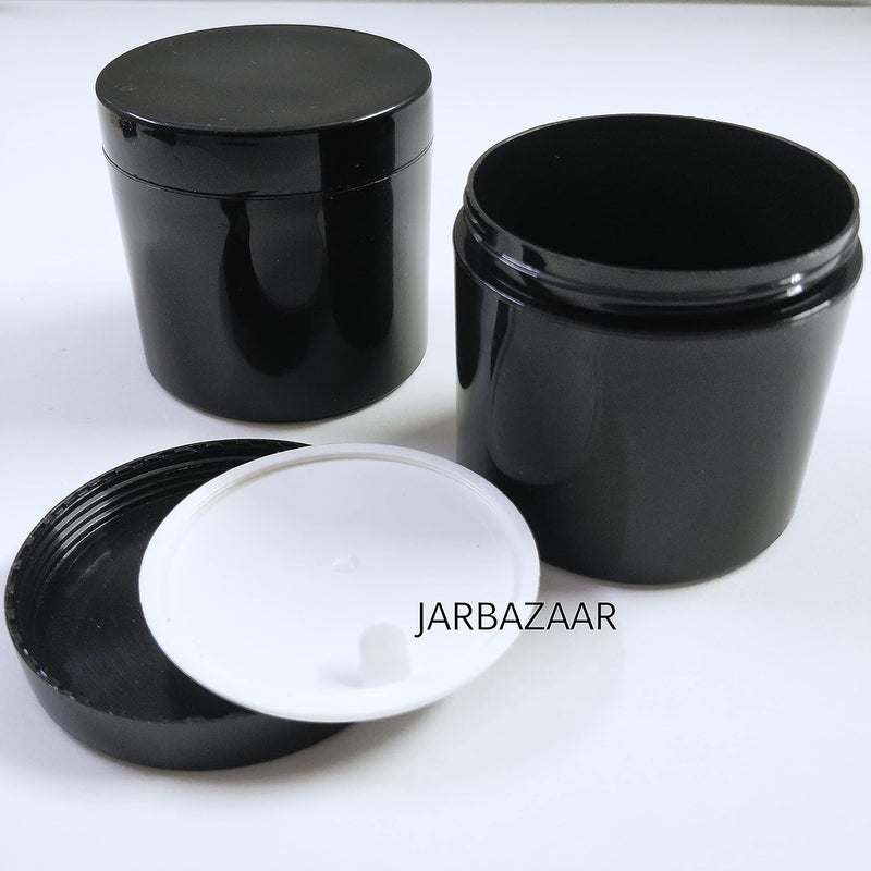 JARBAZAAR عبوة جملة من 60 قطعة حاويات تجميل بلاستيكية سوداء فارغة 100 جرام لمستحضرات التجميل ، زبدة الجسم ، المستحضرات ، برطمانات صديقة للسفر ، تأتي مع غطاء داخلي - Image 5