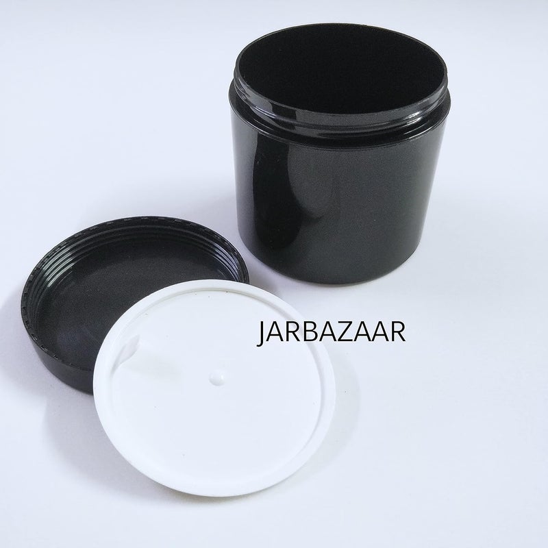 JARBAZAAR عبوة جملة من 60 قطعة حاويات تجميل بلاستيكية سوداء فارغة 100 جرام لمستحضرات التجميل ، زبدة الجسم ، المستحضرات ، برطمانات صديقة للسفر ، تأتي مع غطاء داخلي - Image 3