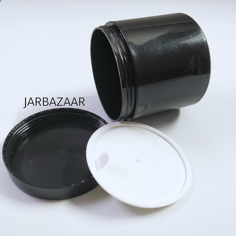JARBAZAAR عبوة جملة من 60 قطعة حاويات تجميل بلاستيكية سوداء فارغة 100 جرام لمستحضرات التجميل ، زبدة الجسم ، المستحضرات ، برطمانات صديقة للسفر ، تأتي مع غطاء داخلي - Image 4