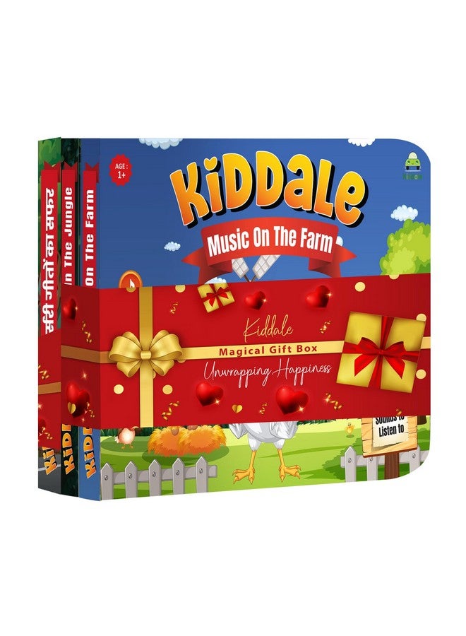 Kiddale 3-Pack Music On The Farm, Jingle In The Jungle And Hindi Nursery Rhyme Musical Interactive Sound Books, Multicolor - Image 1