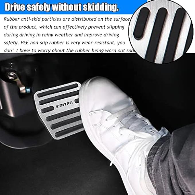 Custom Interior Accessories for Nissan Sentra 2020 2021 2022 aluminium alloy Gas Accelerator Pedal Covers,Anti-Slip No Drilling Brake Foot Pedal Pads 2 pieces/set(red) - Image 3
