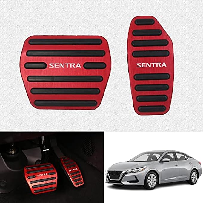 Custom Interior Accessories for Nissan Sentra 2020 2021 2022 aluminium alloy Gas Accelerator Pedal Covers,Anti-Slip No Drilling Brake Foot Pedal Pads 2 pieces/set(red) - Image 1