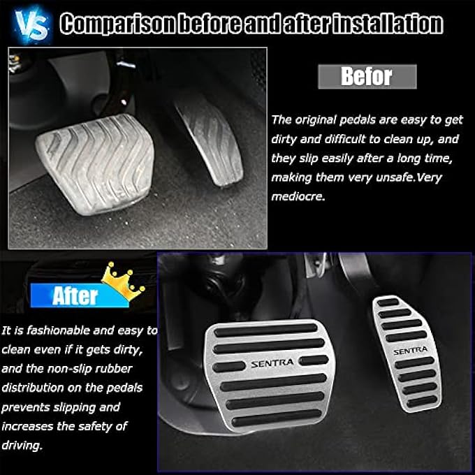 Custom Interior Accessories for Nissan Sentra 2020 2021 2022 aluminium alloy Gas Accelerator Pedal Covers,Anti-Slip No Drilling Brake Foot Pedal Pads 2 pieces/set(red) - Image 2