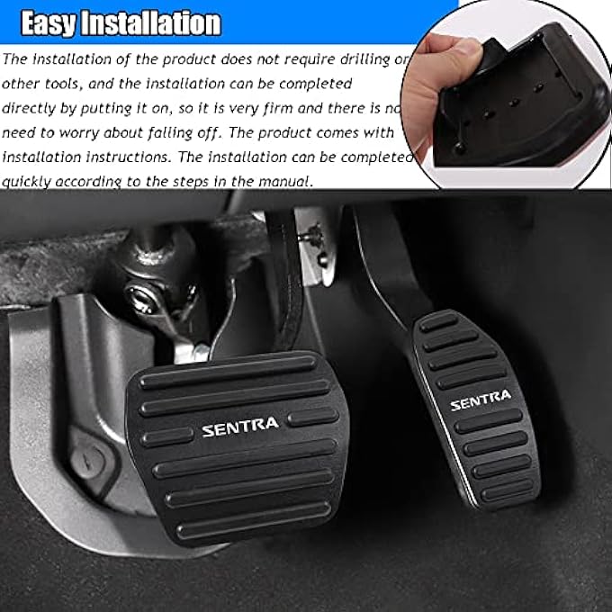 Custom Interior Accessories for Nissan Sentra 2020 2021 2022 aluminium alloy Gas Accelerator Pedal Covers,Anti-Slip No Drilling Brake Foot Pedal Pads 2 pieces/set(red) - Image 4