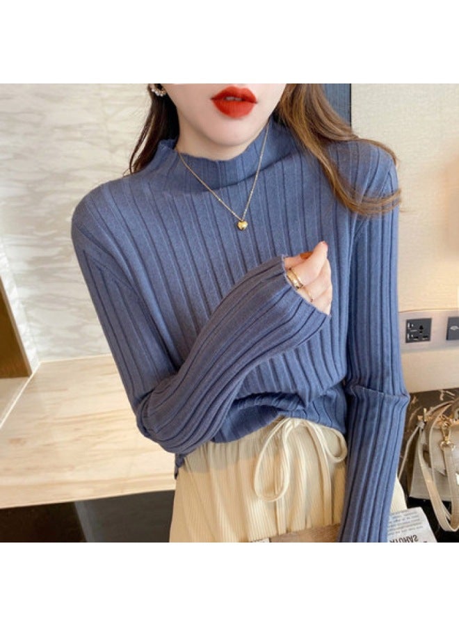 Song Feng Ya Long-sleeve Base Layer Sweater Women's Autumn Winter New Thin Stylish Semi-high Neck Knitwear Inner Wear Spring Autumn Slim Fit - Image 2