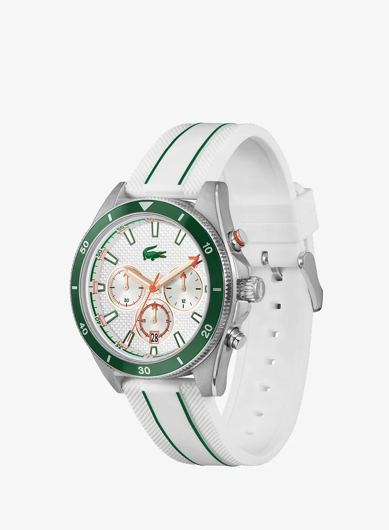 Lacoste Mainsail Collection Chronograph Quartz Watch For Men With White Silicone Bracelet - 2011362