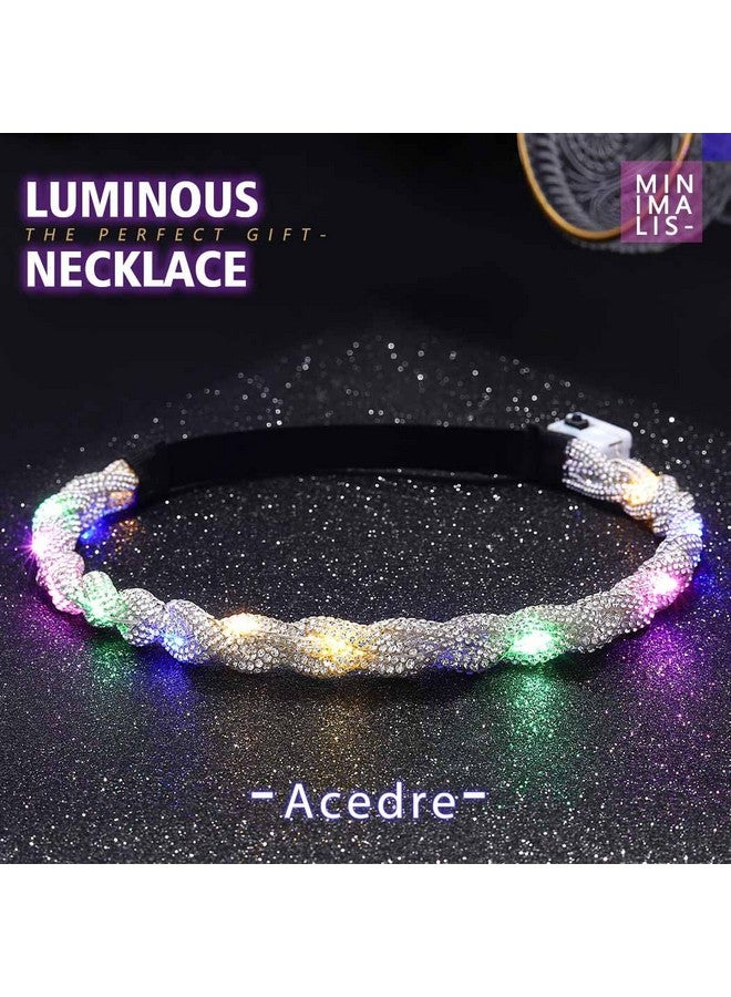 ACEDRE Light Up Rhinestone Headbands Led Glowing Hair Band Crystal Forehead Head Chain Sparkly Rave Party Costume Hair Accessories For Women And Girls (Sliver) - Image 2