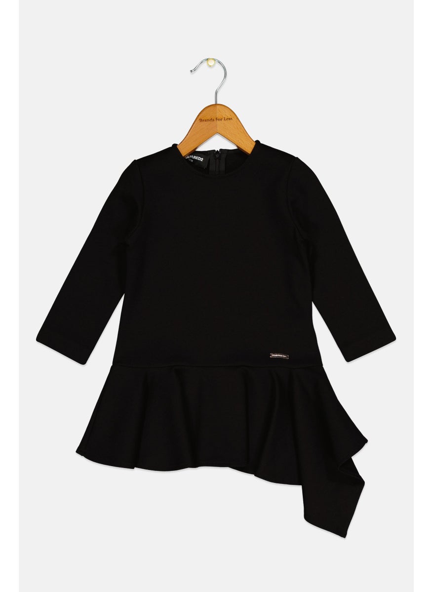 DSQUARED2 Toddlers Girl Brand Logo Flare Dress, Black  - Image 1