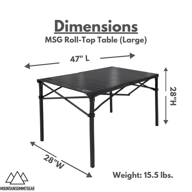 MOUNTAIN SUMMIT GEAR Heavy-Duty Roll-Top Table for Camping (Large) - Portable Aluminum-Top Folding Table with Steel Frame by Caddis Sports - Image 4