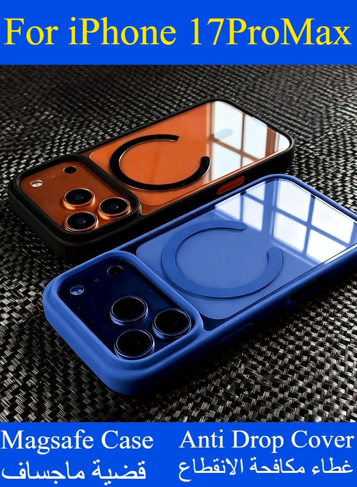 Dili Luxury navy blue iPhone Case iPhone 17 Pro Max Transparent Magnetic Wireless Charging Magsafe Case Phone Cover iPhone Apple Phone Protector Clear  Transparent Lightweight Soft Edge Hard Anti Drop Back Cover - Image 2