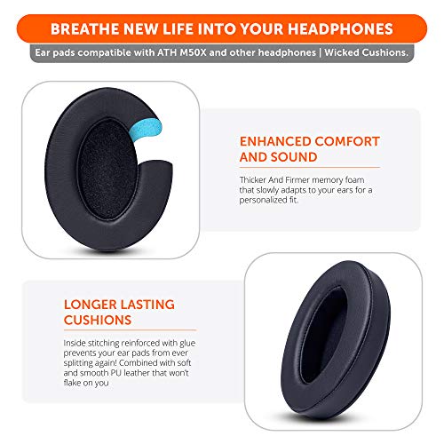 WC Wicked Cushions PadZ - Thick & Soft Ear Pads for ATH M50X / M40X / SteelSeries Arctis/HyperX Cloud & Alpha/Logitech G Pro X/Compatible with Over 50 Headphones | Black - Image 4