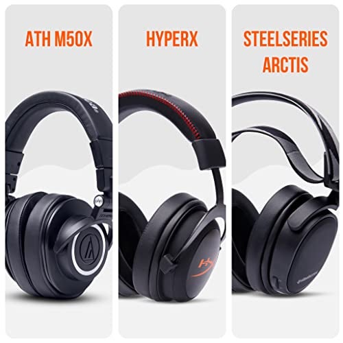 WC Wicked Cushions PadZ - Thick & Soft Ear Pads for ATH M50X / M40X / SteelSeries Arctis/HyperX Cloud & Alpha/Logitech G Pro X/Compatible with Over 50 Headphones | Black - Image 5