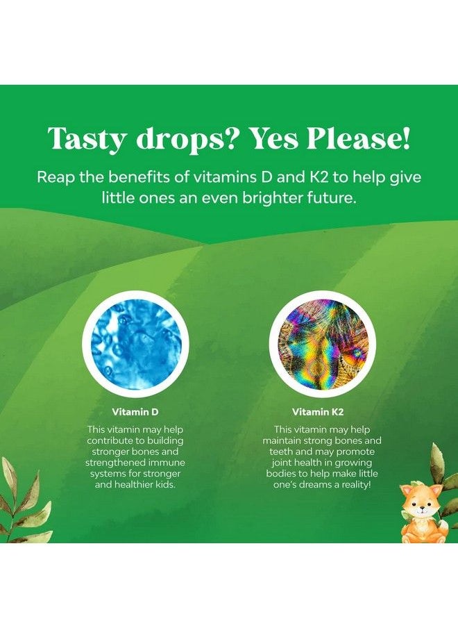 Natures Craft - Liquid Vitamin D Drops For Infants Toddlers And Kids Organic Vitamin D For Kids And Babies With Vitamin K2 Vegan Vitamin D3 K2 Kids Vitamins For Immune Support Liquid Vitamin D3 Drops For Kids - Image 1