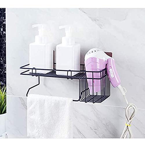 AP Store Self Adhesive Wall Mounted Kitchen Storage Hanging Rack Basket with Tissue Holder and Kitchen Towel Holder Wardrobe Hanging Organizer Bathroom Storage Rack (Black) - Image 4