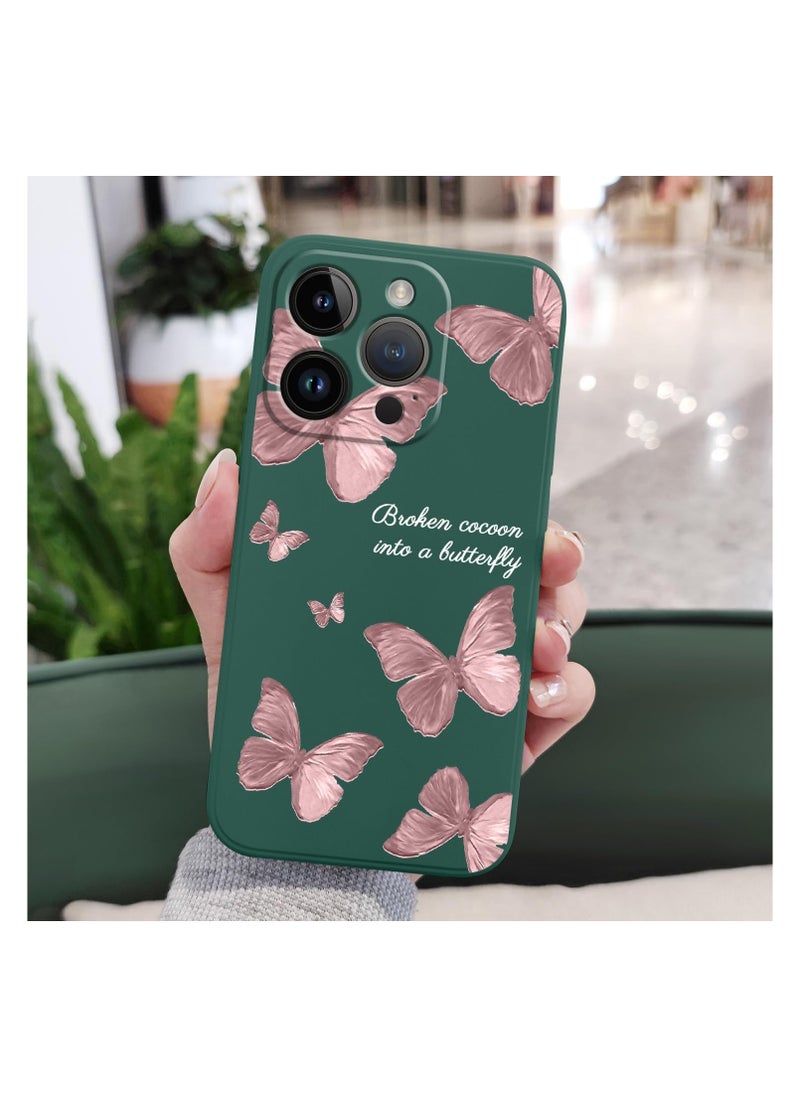 Generic - for iPhone 14 Pro Max Case Astronaut Butterfly Flower Pattern Soft Anti Scratch Microfiber Lining Inside Phone Cover, Anti Fingerprint Slim Fit Silicone Soft 14 Pro Max Case-Dark Green 3 - Image 1
