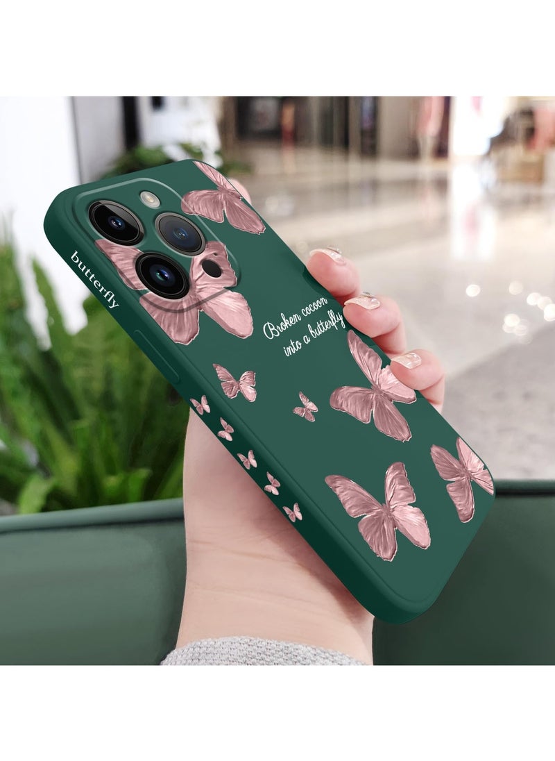 Generic - for iPhone 14 Pro Max Case Astronaut Butterfly Flower Pattern Soft Anti Scratch Microfiber Lining Inside Phone Cover, Anti Fingerprint Slim Fit Silicone Soft 14 Pro Max Case-Dark Green 3 - Image 1