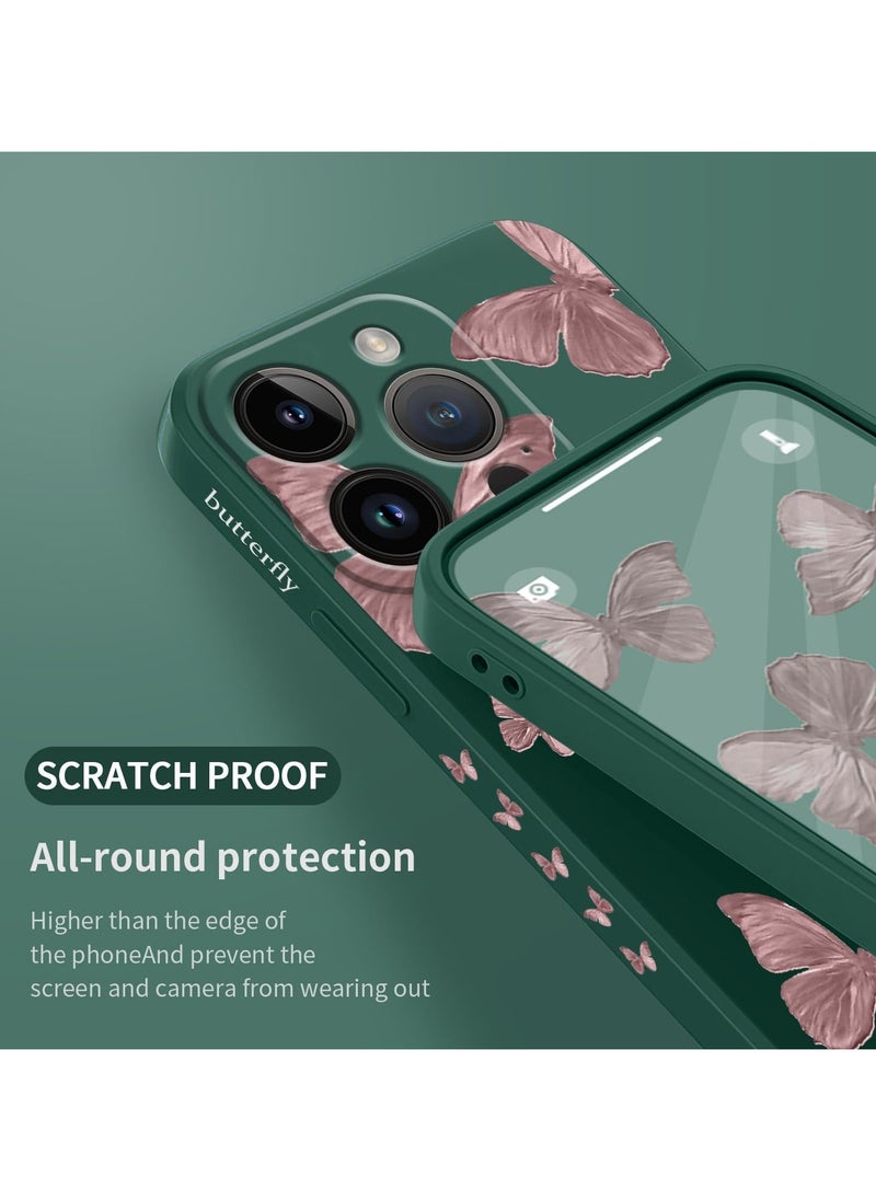 Generic - for iPhone 14 Pro Max Case Astronaut Butterfly Flower Pattern Soft Anti Scratch Microfiber Lining Inside Phone Cover, Anti Fingerprint Slim Fit Silicone Soft 14 Pro Max Case-Dark Green 3 - Image 1