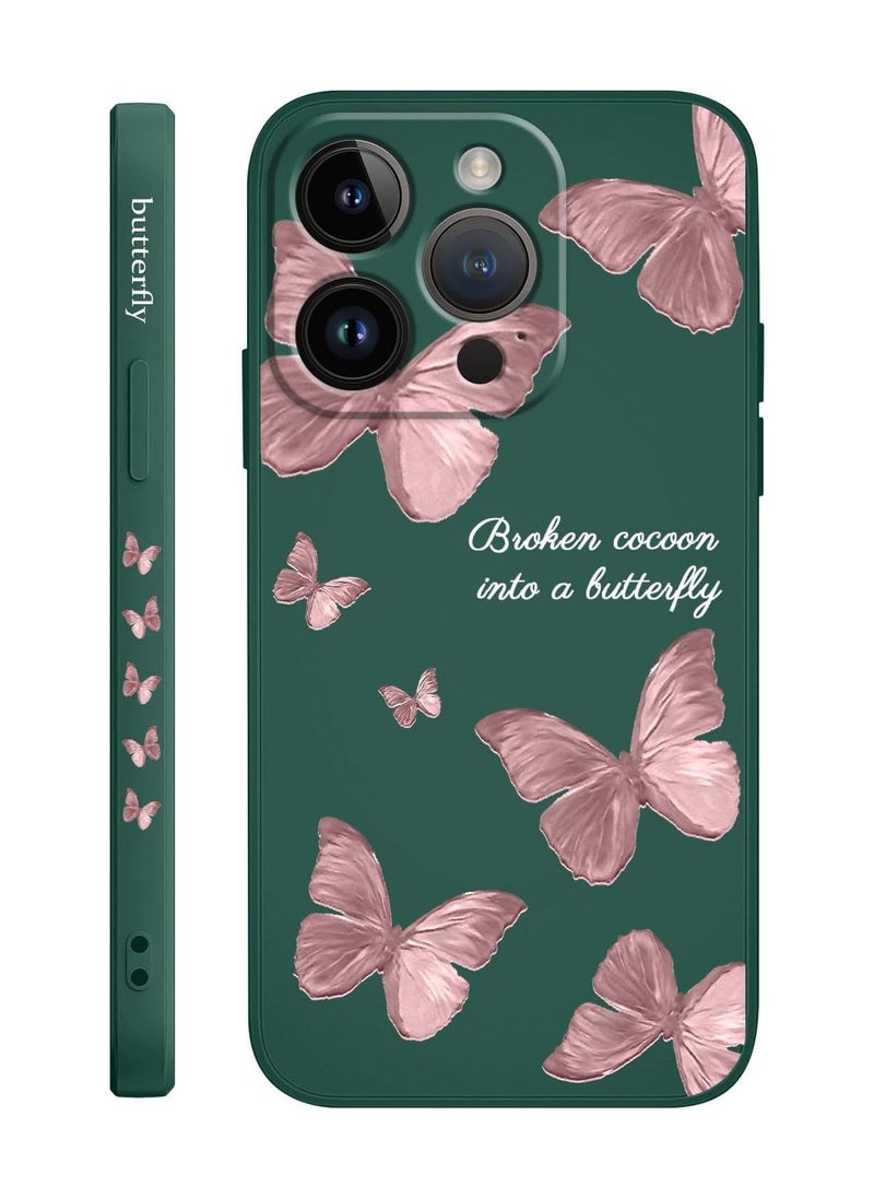 Generic - for iPhone 14 Pro Max Case Astronaut Butterfly Flower Pattern Soft Anti Scratch Microfiber Lining Inside Phone Cover, Anti Fingerprint Slim Fit Silicone Soft 14 Pro Max Case-Dark Green 3 - Image 1