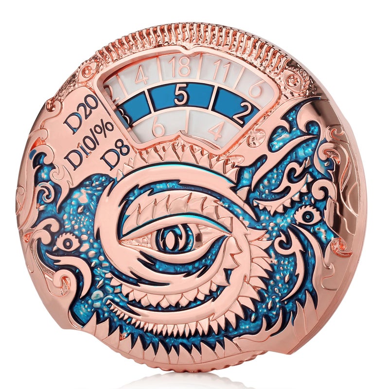 DNDND Dragon Roulette Metal Spinner Dice 7-in-1 Spinning DND Dice Set with Gorgeous Gift Box for Dungeons and Dragon and Role Playing Game(Rose Gold with Teal) - Image 2