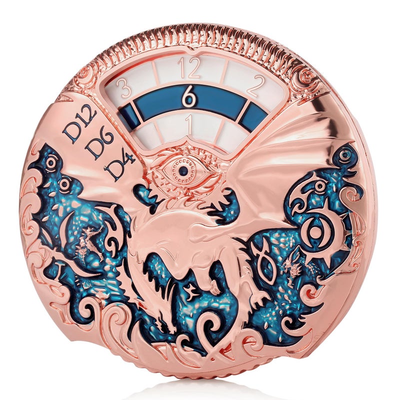 DNDND Dragon Roulette Metal Spinner Dice 7-in-1 Spinning DND Dice Set with Gorgeous Gift Box for Dungeons and Dragon and Role Playing Game(Rose Gold with Teal) - Image 1