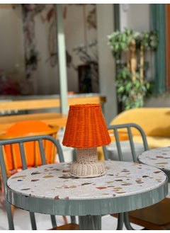 Maison Avf Orange Rattan & Bamboo Table Top Wireless Battery Lampshade Lower-Upper Rattan Table Lamp  - Image 1