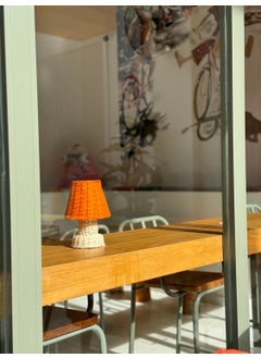 Maison Avf Orange Rattan & Bamboo Table Top Wireless Battery Lampshade Lower-Upper Rattan Table Lamp  - Image 2