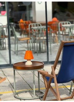 Maison Avf Orange Rattan & Bamboo Table Top Wireless Battery Lampshade Lower-Upper Rattan Table Lamp  - Image 5