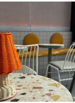 Maison Avf Orange Rattan & Bamboo Table Top Wireless Battery Lampshade Lower-Upper Rattan Table Lamp  - Image 4