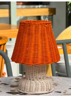 Maison Avf Orange Rattan & Bamboo Table Top Wireless Battery Lampshade Lower-Upper Rattan Table Lamp  - Image 3