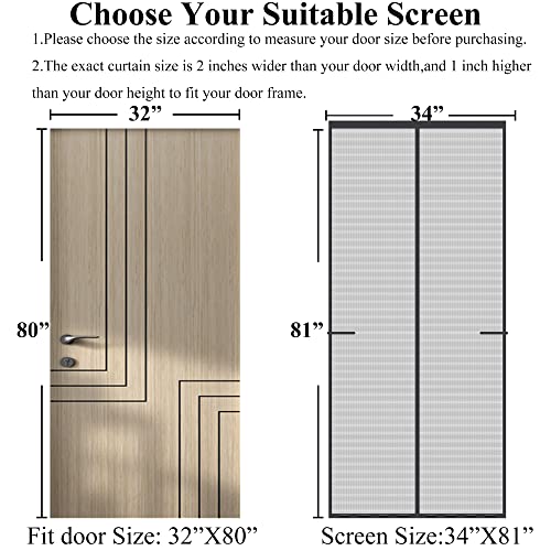 Mpmedo Magnetic Screen Door Upgraded-Model Full Strip Magnets,Fiberglass Heavy Duty Mesh Screen Doors Magnets,Retractable Door Screen Magnetic Closure for Single Front Patio Fit Doors to 32x80 - Image 2