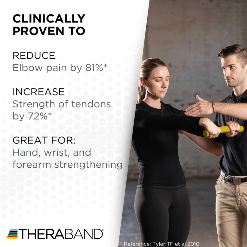 THERABAND FlexBar, Tennis Elbow Therapy Bar, Relieve Tendonitis Pain & Improve Grip Strength, Resistance Bar for Golfers Elbow & Tendinitis, Yellow, Extra Light, Beginner - Image 5