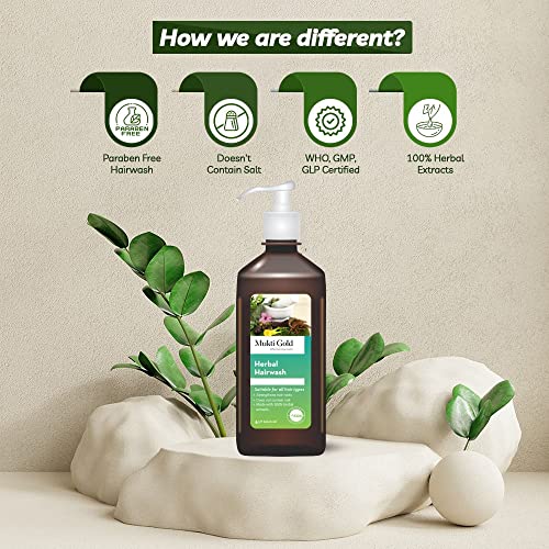 Axiom Mukti Gold Combo Pack | Mukti Gold Herbal Hairwash 400ml + Pearly Bodywash 250ml | Strengthens Hair Roots | Suitable for all skin types |Made with 100% herbal extracts - Image 4
