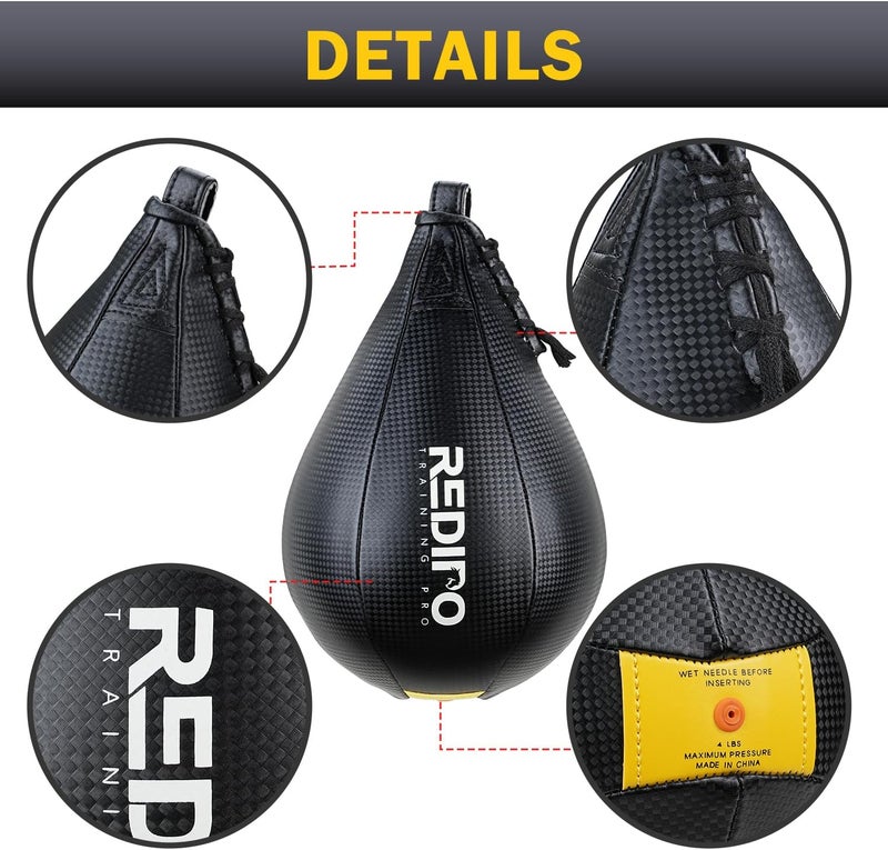 Redipo Superior Boxing Speed Bag - PU Leather Speed Punching Ball - Heavy Duty Hanging Swivel Ball for Gym & MMA Muay Thai Sports Fitness - Punching Dodge Striking Speed Reflex Ball - Image 3