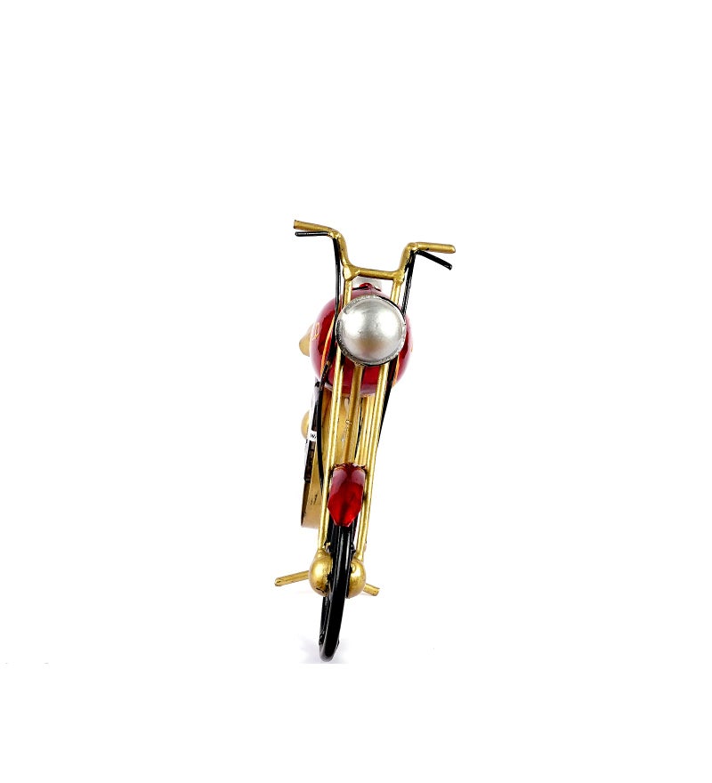 CRAFT TREE Metal Handpainted Decorative Bike Table Clock Showpiece | Vintage Motorcycle Design | Home & Office Decor | Red, Size: L12 x B3 x H7 Inches - Image 3