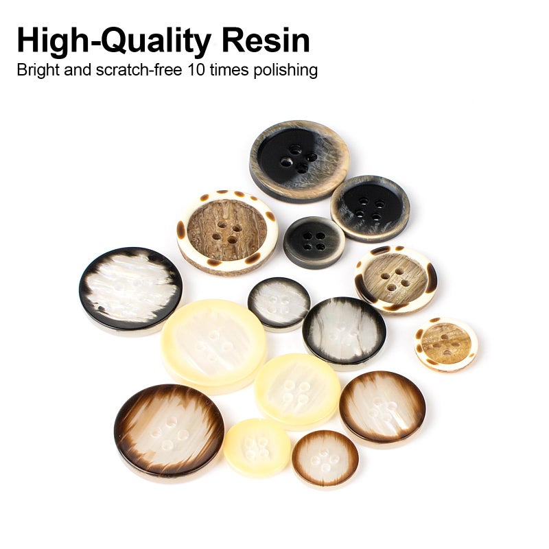 OELFFOW 110Pcs Mixed Sewing Buttons, 4-Hole Craft Round Blazer Buttons, 5 Color 3 Size (15mm, 20mm, 25mm) Suit Coats Resin Button, Suitable for Variety Clothing Sewing, DIY Craft (Style C) - Image 3