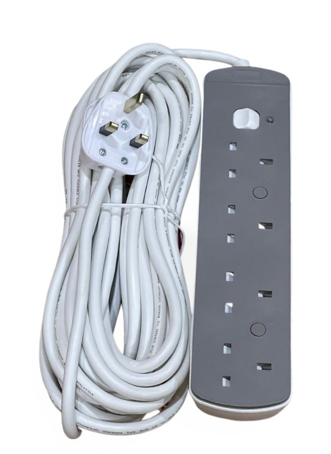 Generic - 10 Meter Power Strips Extension Cord | 4 Sockets Universal Plug Adapter with 10Meter Extra Long Cable Bold Extension Cable | Power Socket | Extension Board | Extension Cable | Extension Socket For Home ,Office ,Kitchen ,Travel And More ((10Meter)) - Image 1