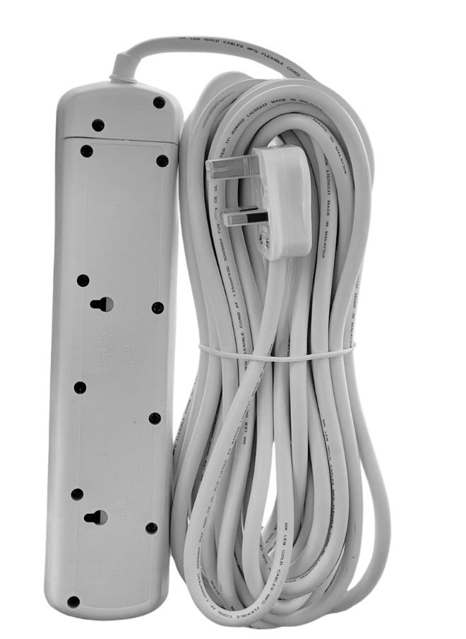 Generic - 10 Meter Power Strips Extension Cord | 4 Sockets Universal Plug Adapter with 10Meter Extra Long Cable Bold Extension Cable | Power Socket | Extension Board | Extension Cable | Extension Socket For Home ,Office ,Kitchen ,Travel And More ((10Meter)) - Image 1