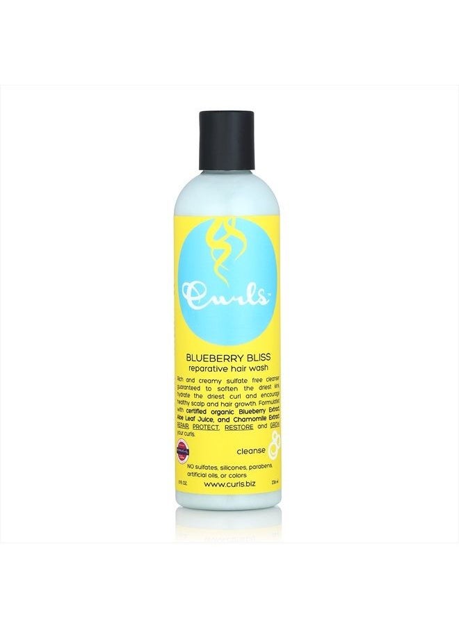 Curls Blueberry Bliss Reparative Hair Wash - Encourage Healthy Scalp and Hair Growth - Rich and Creamy Sulfate-Free Cleanser - For Wavy, Curly, and Coily Hair Types - 8oz  - Image 1